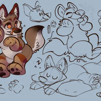 Patreon sketch page of Peluche by Grey
